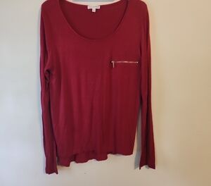 Zenana Outfitters Red Long Sleeve Blouse with Zipper